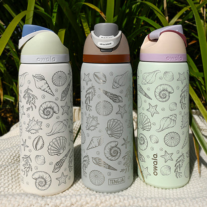 950ml Owala Style Water Bottle-Full Wrap-SEA SHELL