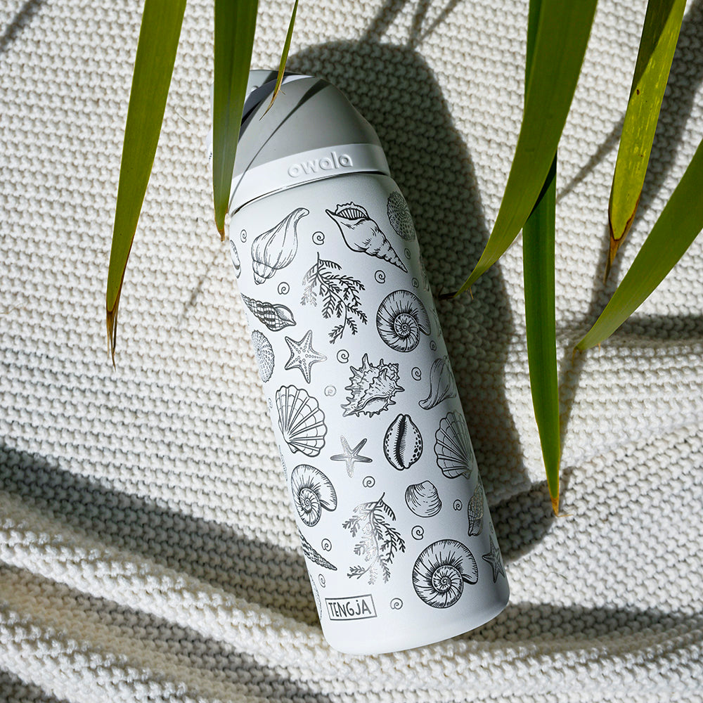 950ml Owala Style Water Bottle-Full Wrap-SEA SHELL