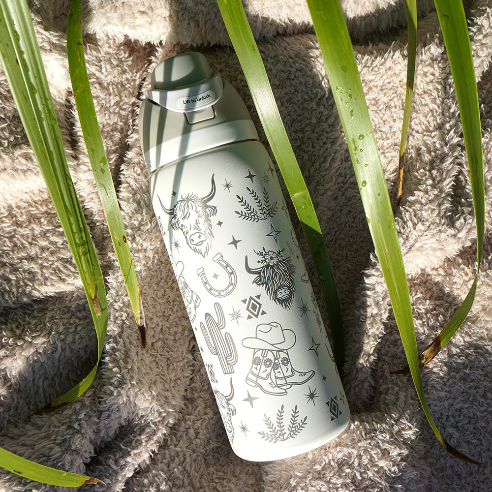 950mL Owala Style Water Bottle - Full Wrap - WESTERN/COWGIRL
