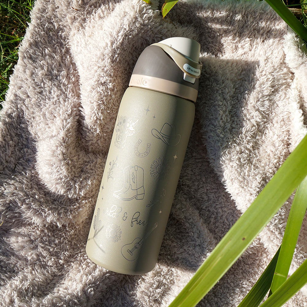 950ml Owala Style Water Bottle - Half Wrap - WILD & FREE
