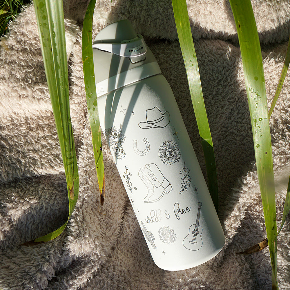 950ml Owala Style Water Bottle - Half Wrap - WILD & FREE