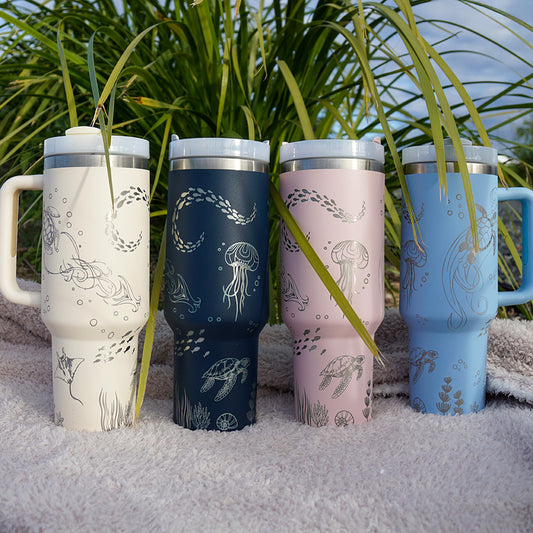 Refresher 1.2L Insulated Tumbler with Handle and Straw - Full Wrap OCEAN