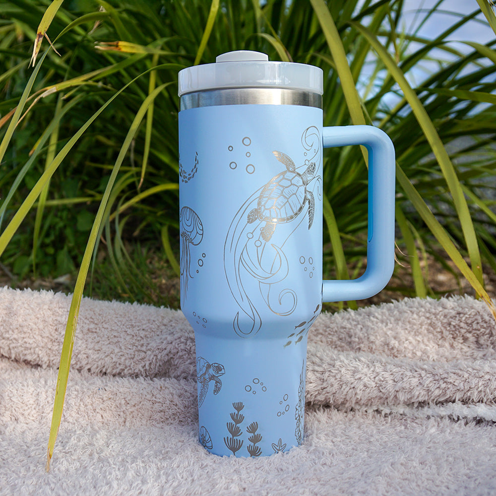 Refresher 1.2L Insulated Tumbler with Handle and Straw - Full Wrap OCEAN