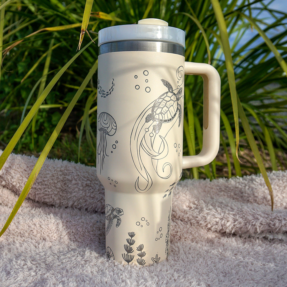 Refresher 1.2L Insulated Tumbler with Handle and Straw - Full Wrap OCEAN