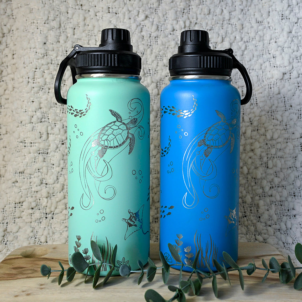 1L Insulated Water Bottle Full Wrap - OCEAN