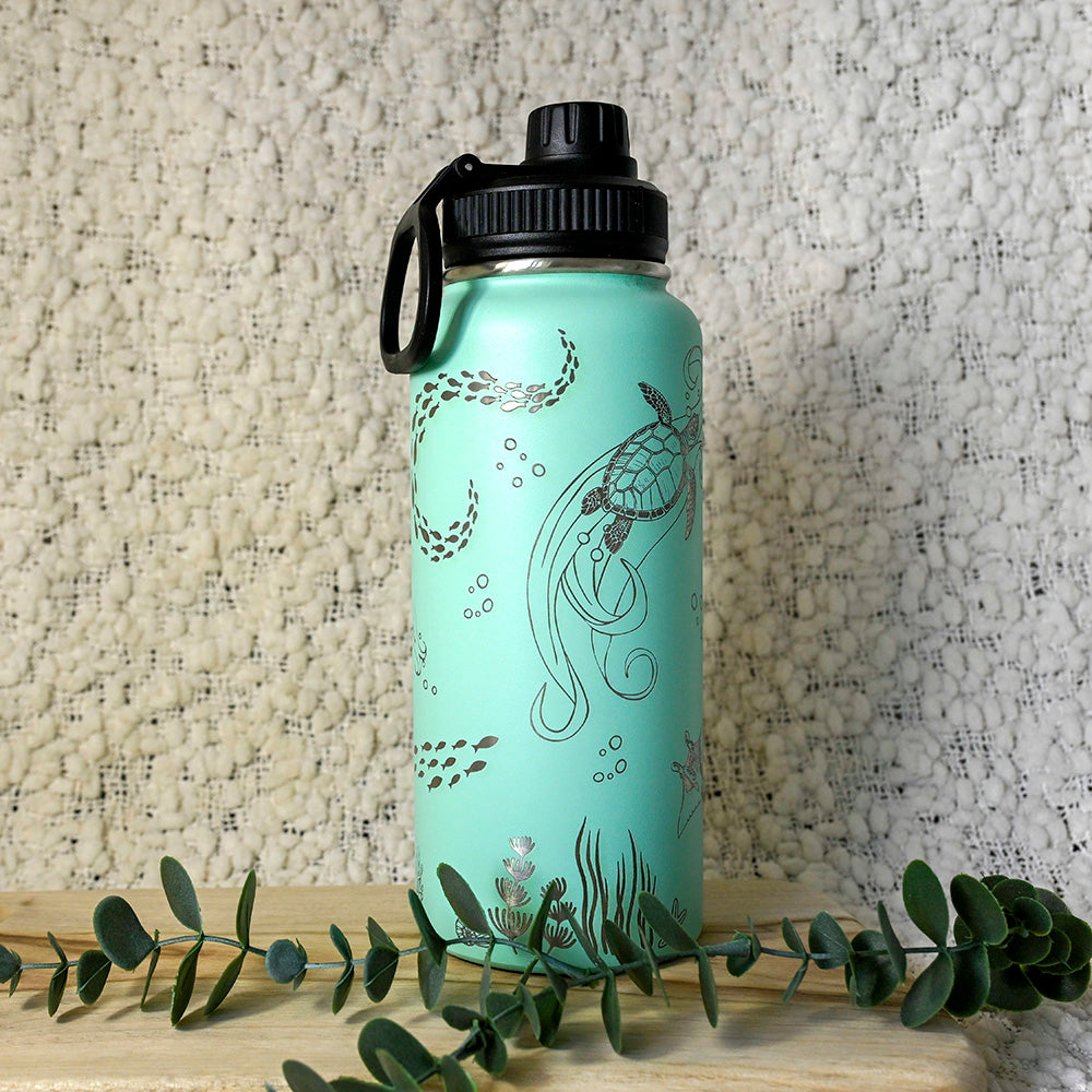 1L Insulated Water Bottle Full Wrap - OCEAN