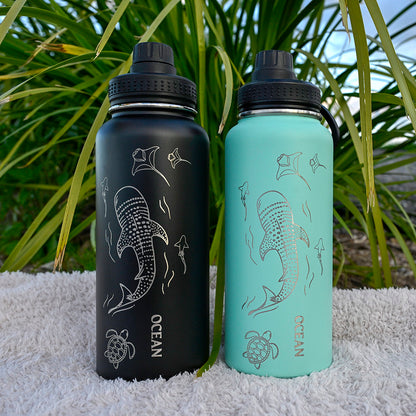 1L Insulated Water Bottle - WHALE SHARK