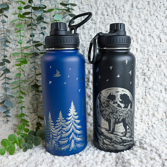 1LInsulated Water Bottle Full Wrap - WOLF