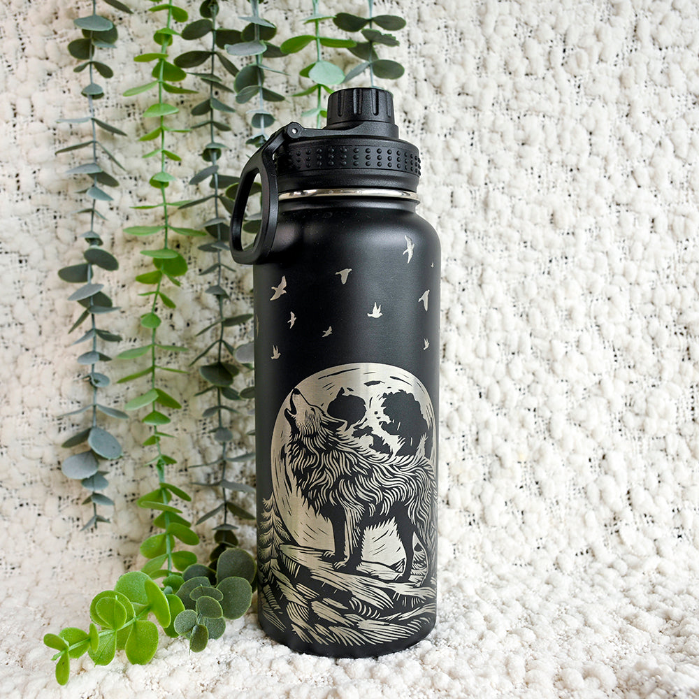 1LInsulated Water Bottle Full Wrap - WOLF