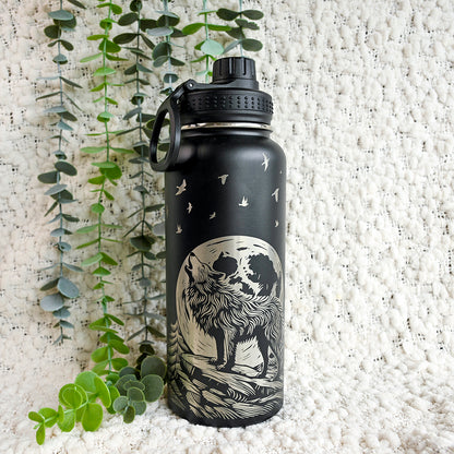 1LInsulated Water Bottle Full Wrap - WOLF