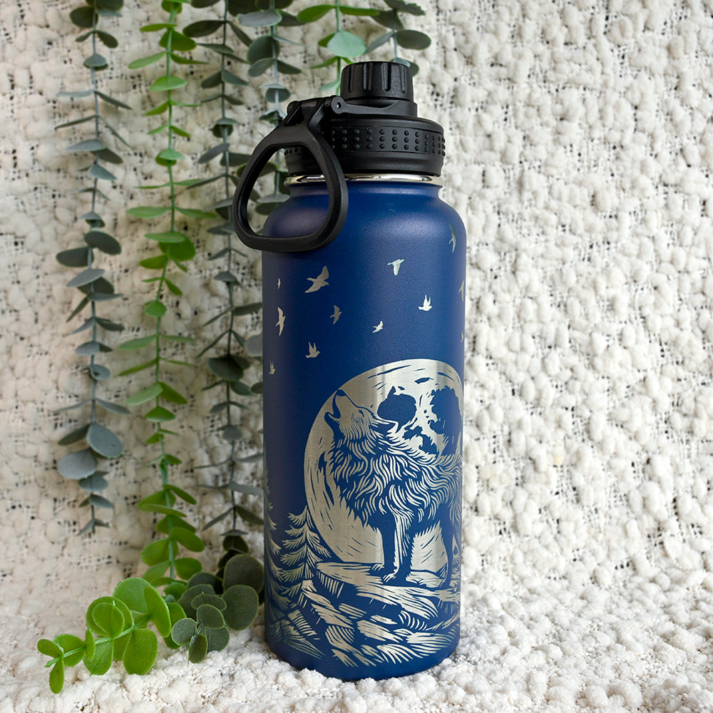 1LInsulated Water Bottle Full Wrap - WOLF