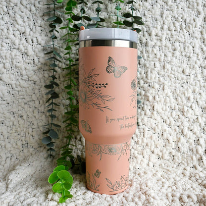 Refresher 1.2L Insulated Tumbler with Handle and Straw - Full Wrap FORAL - TENGJA