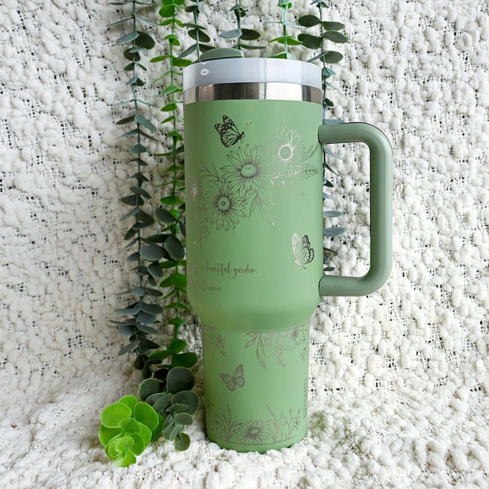 Refresher 1.2L Insulated Tumbler with Handle and Straw - Full Wrap FORAL - TENGJA