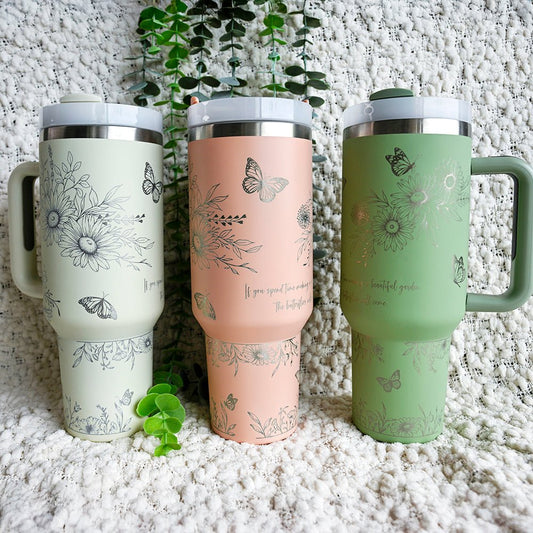 Refresher 1.2L Insulated Tumbler with Handle and Straw - Full Wrap FORAL - TENGJA