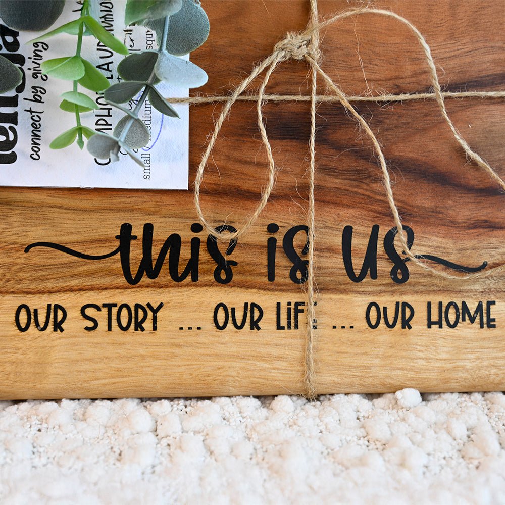 Resin Infused Camphor Laurel Chopping Board - THIS IS US - TENGJA