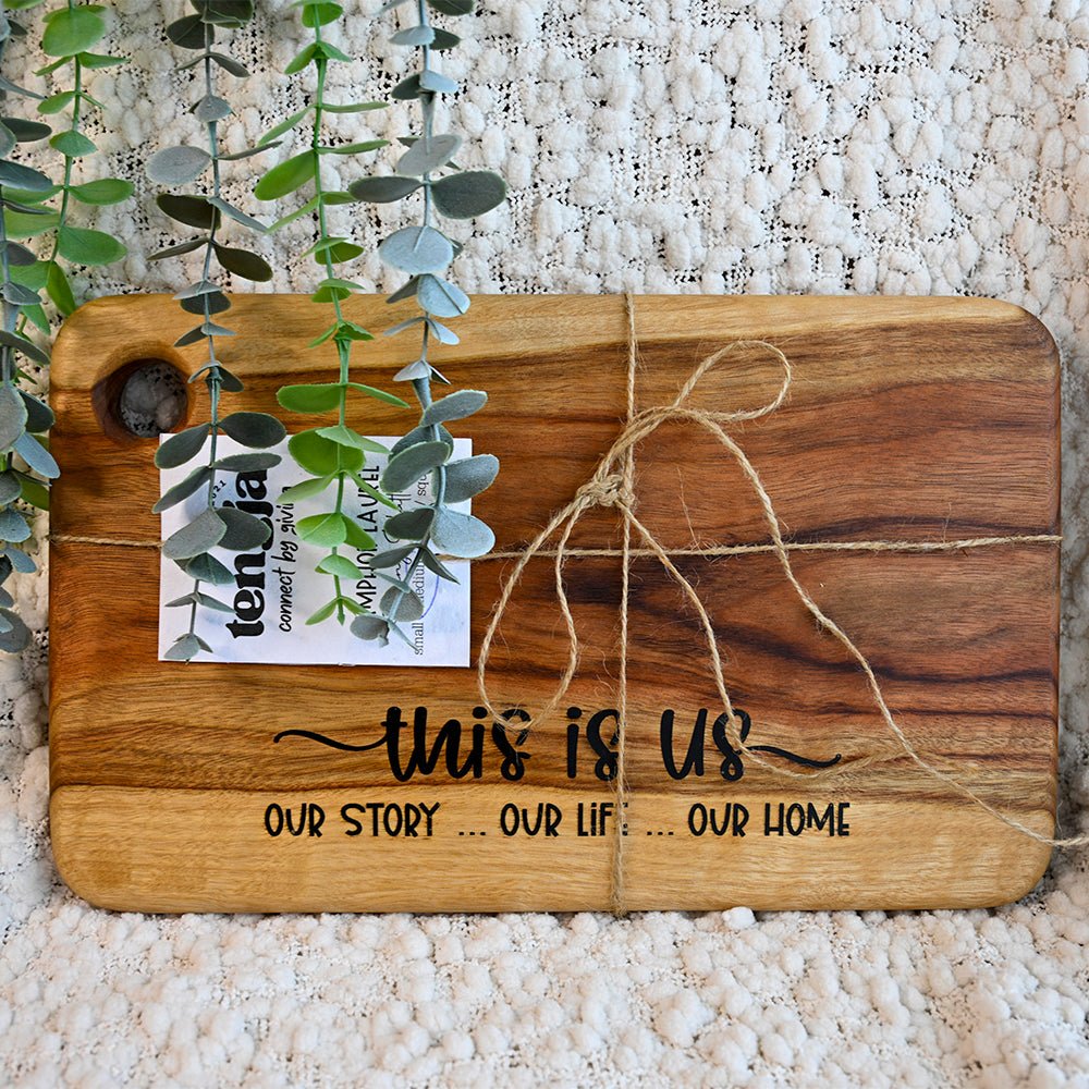 Resin Infused Camphor Laurel Chopping Board - THIS IS US - TENGJA
