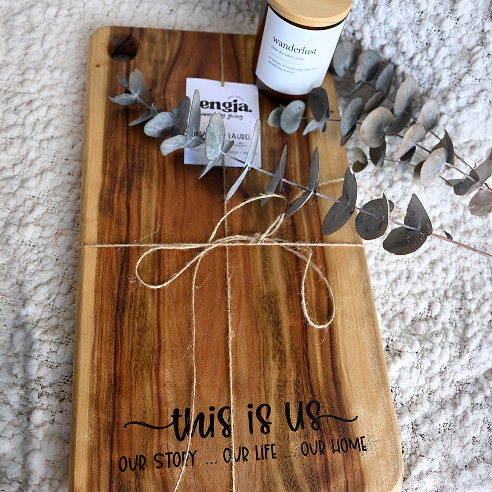 Resin Infused Camphor Laurel Chopping Board - THIS IS US - TENGJA