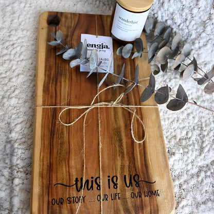 Resin Infused Camphor Laurel Chopping Board - THIS IS US - TENGJA