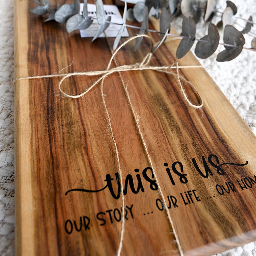 Resin Infused Camphor Laurel Chopping Board - THIS IS US - TENGJA