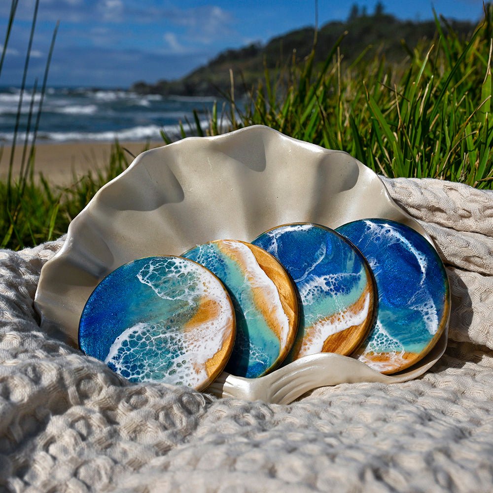 Resin Ocean Waves Drink Round Coaster - TENGJA