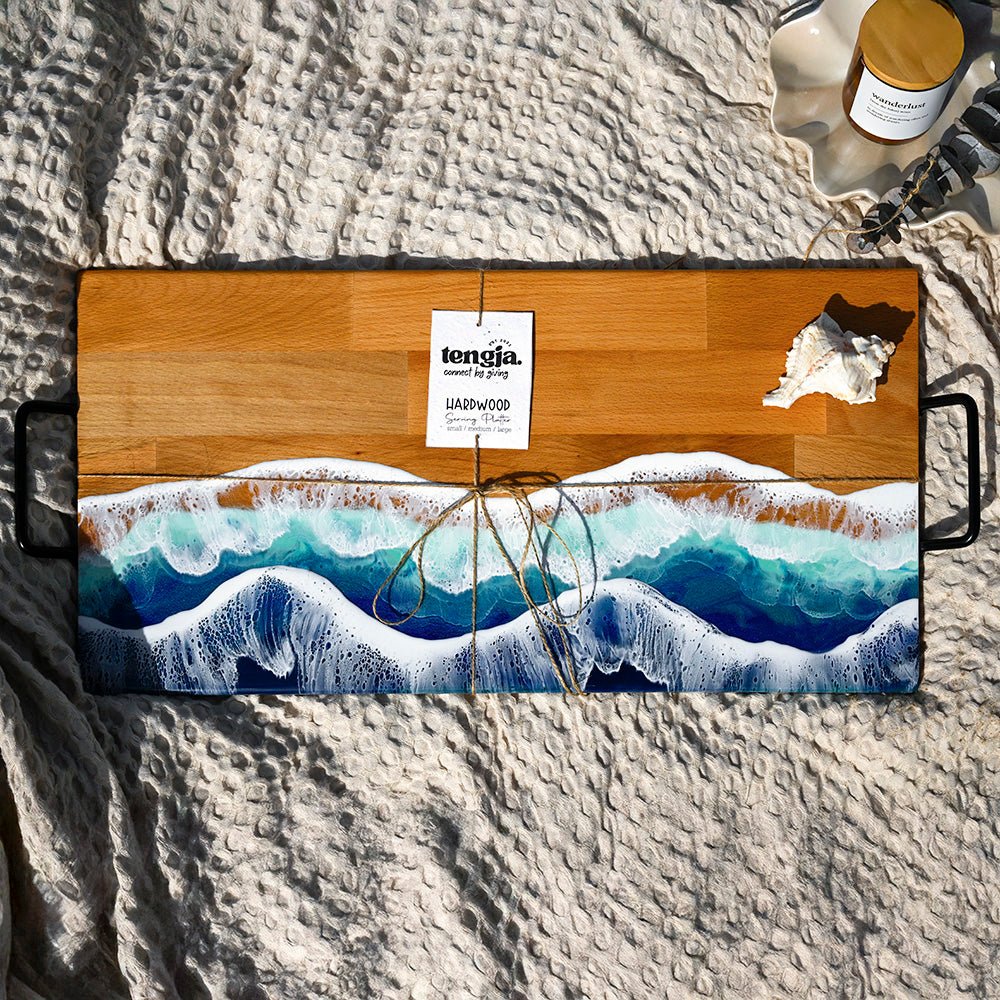 Resin Ocean Waves Serving Platter or Charcuterie Board - LARGE - TENGJA