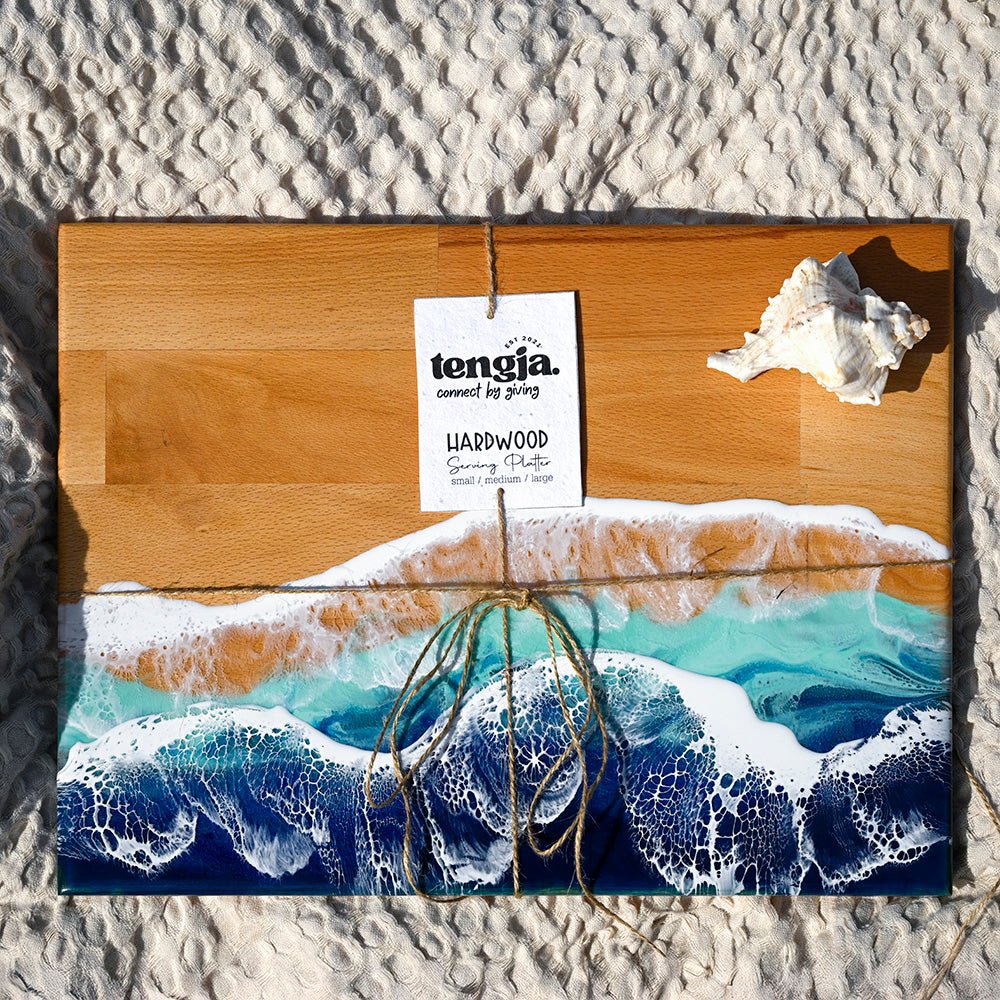 Resin Ocean Waves Serving Platter or Charcuterie Board - MEDIUM - TENGJA