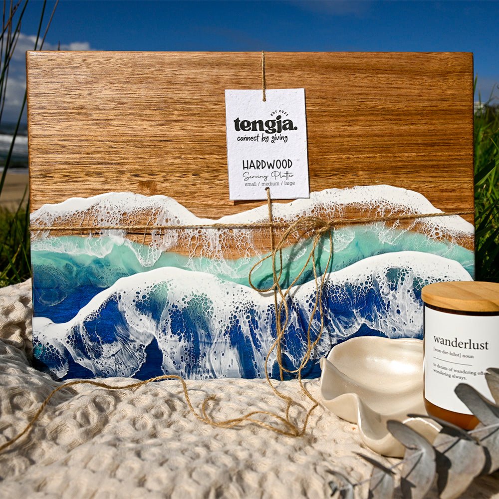 Resin Ocean Waves Serving Platter or Charcuterie Board - MEDIUM - TENGJA
